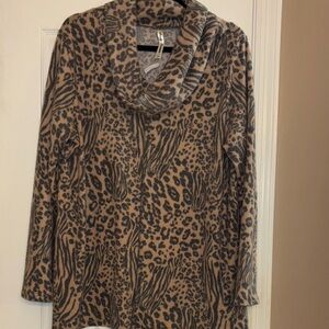 Simply Irresistible Leopard Print Cowl Neck Top - Tan and Black